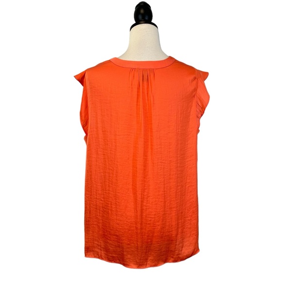 Jones New York Orange Blouse Flutter Sleeve V-Neck, Size XL - Picture 6 of 10